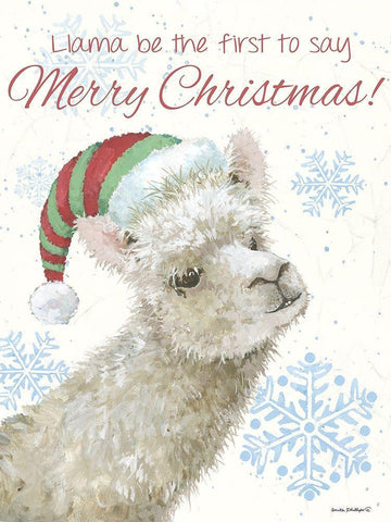 Llama White Modern Wood Framed Art Print with Double Matting by Phillips, Anita