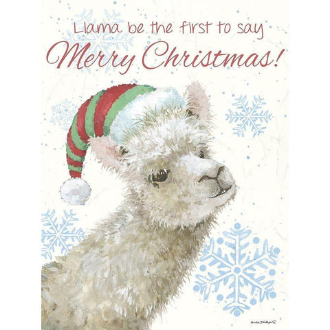 Llama White Modern Wood Framed Art Print by Phillips, Anita