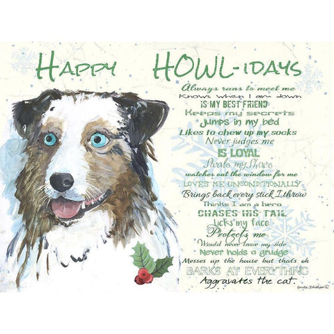 Happy Howlidays Gold Ornate Wood Framed Art Print with Double Matting by Phillips, Anita