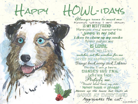 Happy Howlidays Black Ornate Wood Framed Art Print with Double Matting by Phillips, Anita