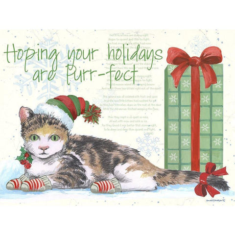 Purrfect Holidays Black Modern Wood Framed Art Print by Phillips, Anita