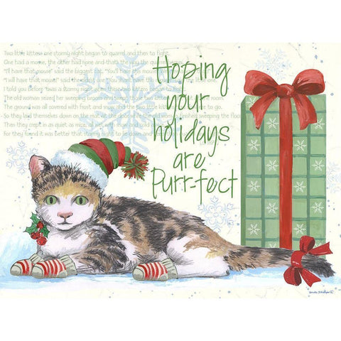 Purrfect Holidays II White Modern Wood Framed Art Print by Phillips, Anita