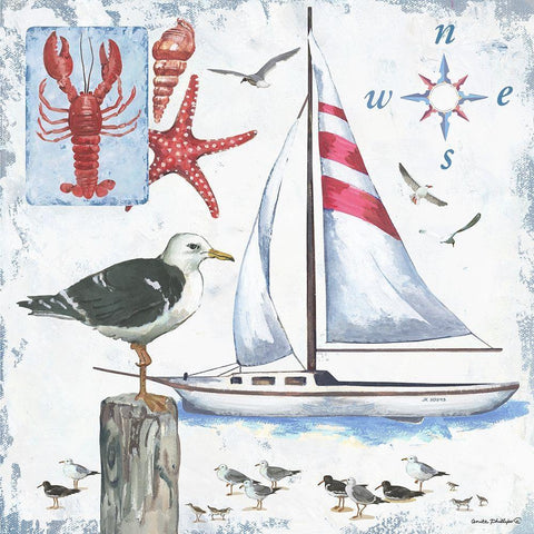 Ocean in Blue Black Ornate Wood Framed Art Print with Double Matting by Phillips, Anita