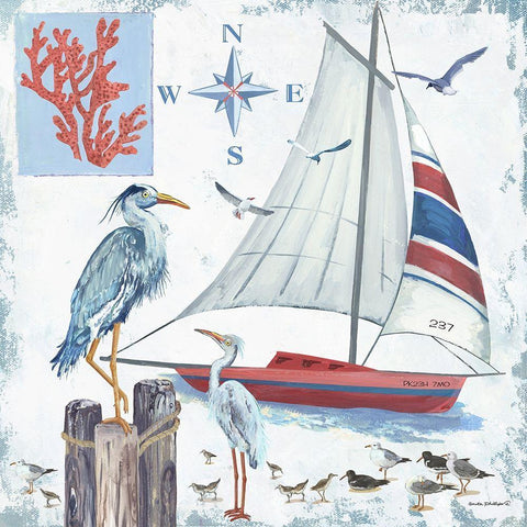 Ocean in Blue II Black Modern Wood Framed Art Print with Double Matting by Phillips, Anita