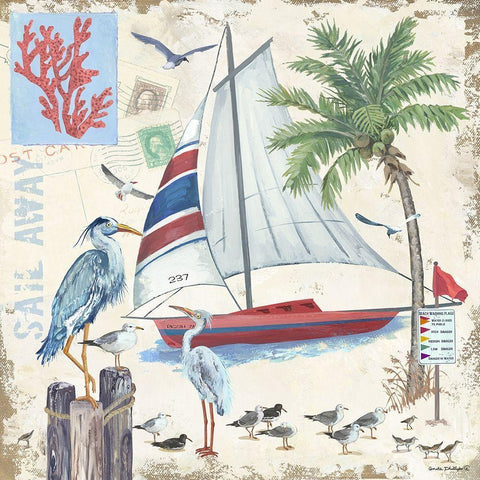 Sail Away Gold Ornate Wood Framed Art Print with Double Matting by Phillips, Anita