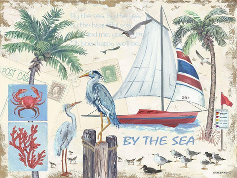 By the Sea II White Modern Wood Framed Art Print with Double Matting by Phillips, Anita