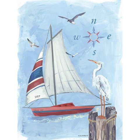 Sailboat II White Modern Wood Framed Art Print by Phillips, Anita