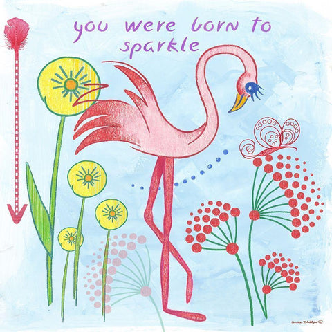 Born to Sparkle White Modern Wood Framed Art Print with Double Matting by Phillips, Anita