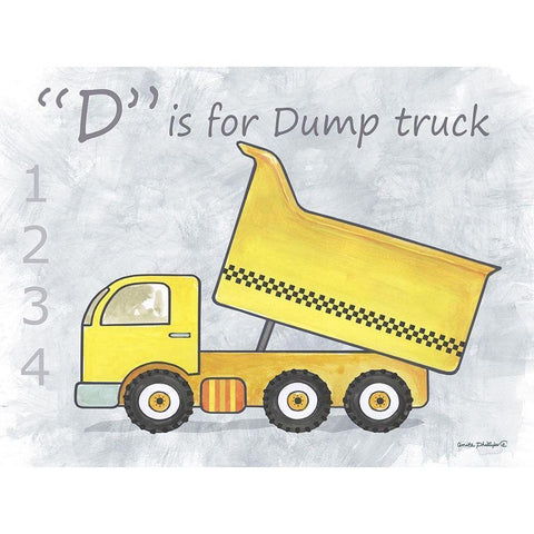Dump Truck Black Modern Wood Framed Art Print with Double Matting by Phillips, Anita