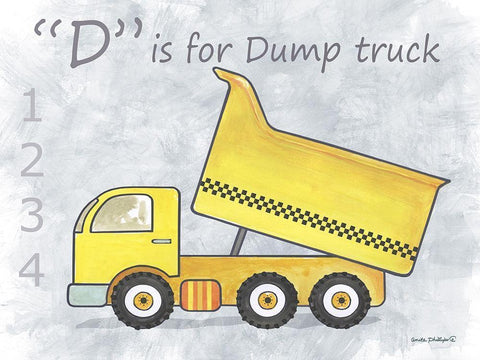 Dump Truck White Modern Wood Framed Art Print with Double Matting by Phillips, Anita