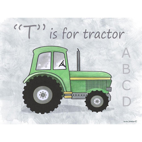 Tractor Black Modern Wood Framed Art Print with Double Matting by Phillips, Anita