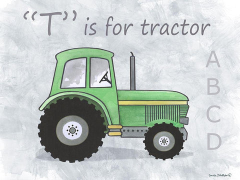 Tractor White Modern Wood Framed Art Print with Double Matting by Phillips, Anita