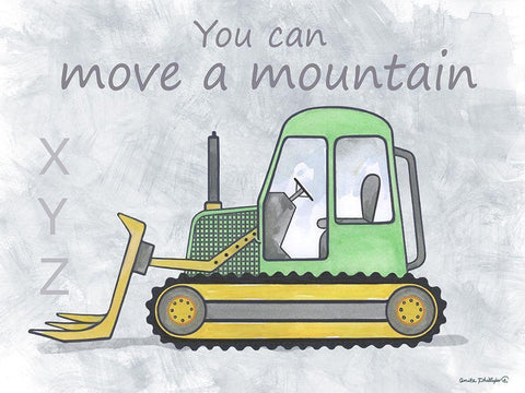 Bulldozer White Modern Wood Framed Art Print with Double Matting by Phillips, Anita