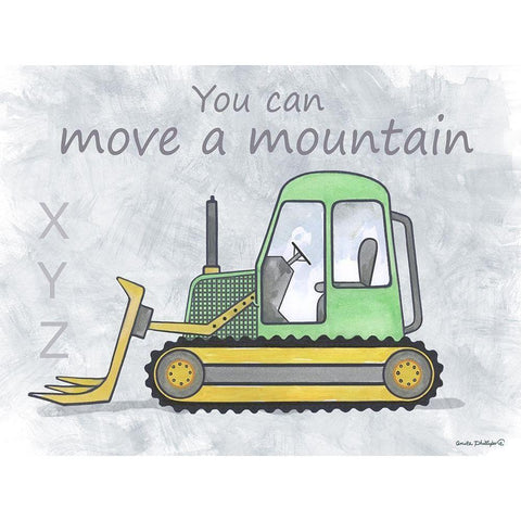 Bulldozer White Modern Wood Framed Art Print by Phillips, Anita