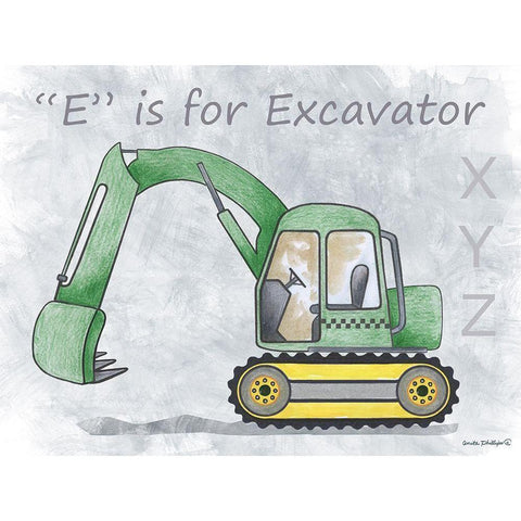 Excavator Gold Ornate Wood Framed Art Print with Double Matting by Phillips, Anita