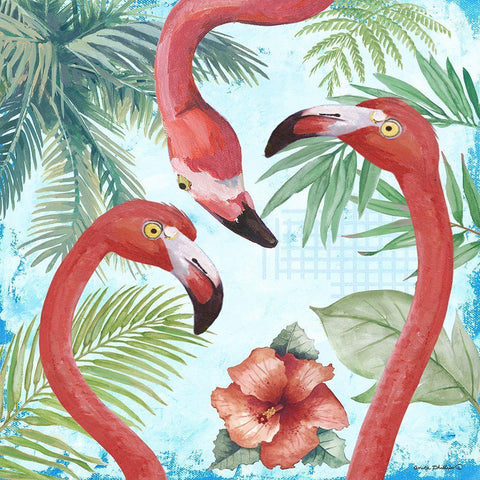 Flamingos II White Modern Wood Framed Art Print with Double Matting by Phillips, Anita