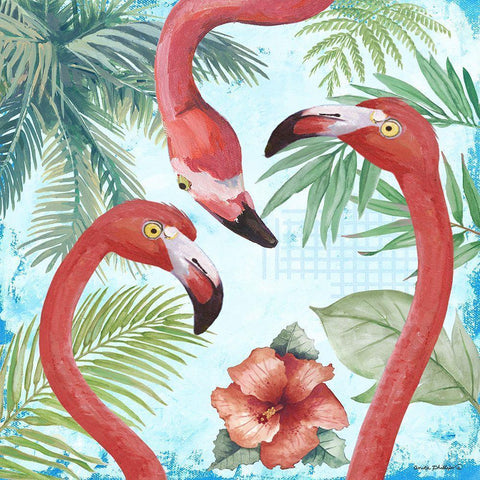 Flamingos II White Modern Wood Framed Art Print by Phillips, Anita