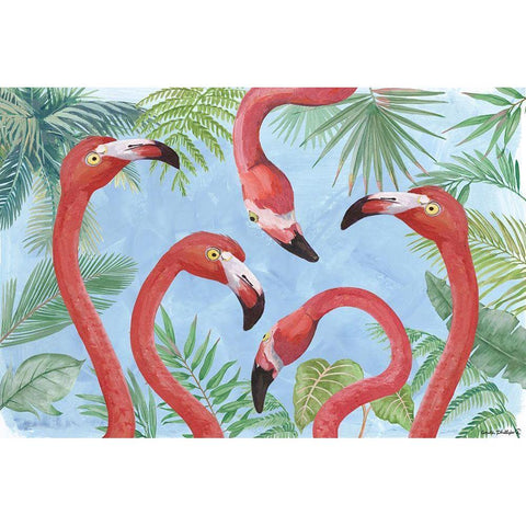 Flamingos III Gold Ornate Wood Framed Art Print with Double Matting by Phillips, Anita