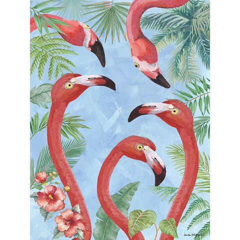 Flamingos IV Black Modern Wood Framed Art Print by Phillips, Anita