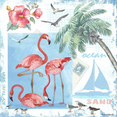 By the Sea White Modern Wood Framed Art Print with Double Matting by Phillips, Anita