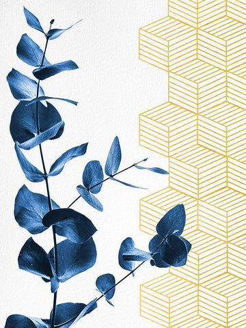 Blue Black Ornate Wood Framed Art Print with Double Matting by Hutchins, Ashley