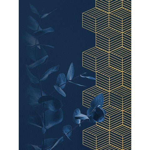 Blue II Gold Ornate Wood Framed Art Print with Double Matting by Hutchins, Ashley