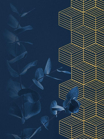 Blue II Black Ornate Wood Framed Art Print with Double Matting by Hutchins, Ashley