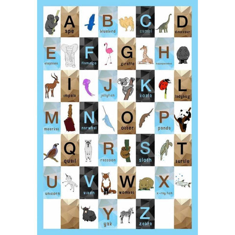 Alphabet - Boys Black Modern Wood Framed Art Print with Double Matting by Perrenoud, Aubree