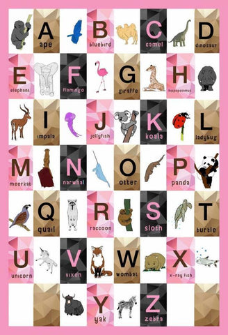 Alphabet - Girls White Modern Wood Framed Art Print with Double Matting by Perrenoud, Aubree