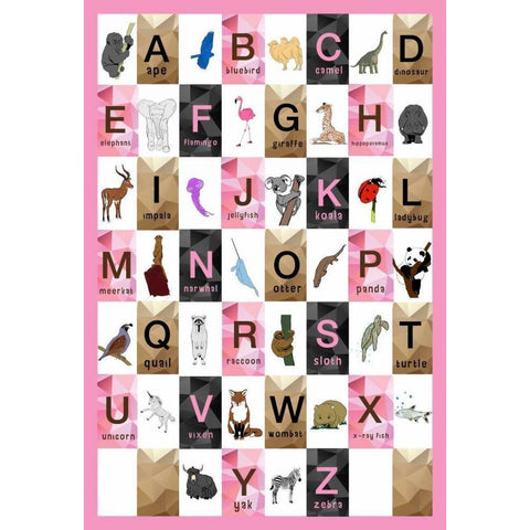 Alphabet - Girls Gold Ornate Wood Framed Art Print with Double Matting by Perrenoud, Aubree