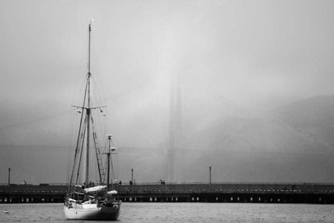 Ship White Modern Wood Framed Art Print with Double Matting by Perrenoud, Aubree