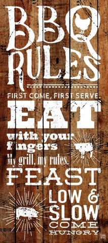 BBQ Rules White Modern Wood Framed Art Print with Double Matting by Perrenoud, Aubree
