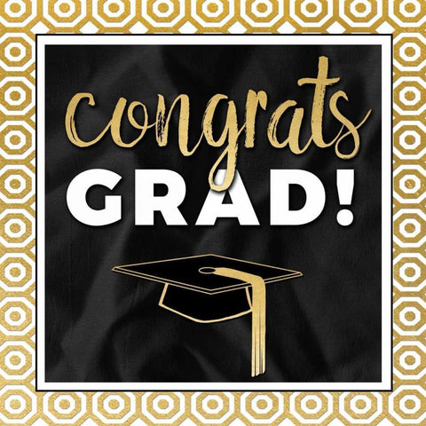 Congrats Grad! In Gold White Modern Wood Framed Art Print by Perrenoud, Aubree