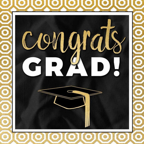 Congrats Grad! In Gold Black Ornate Wood Framed Art Print with Double Matting by Perrenoud, Aubree