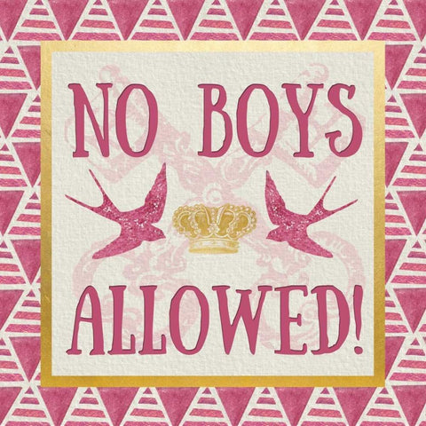 No Boys Allowed Gold Ornate Wood Framed Art Print with Double Matting by Perrenoud, Aubree