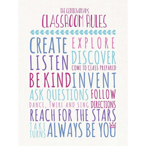Gentlewomans Classroom Rules White Modern Wood Framed Art Print by Perrenoud, Aubree