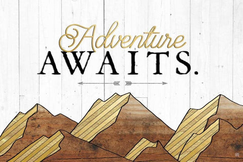 Adventure Awaits Black Ornate Wood Framed Art Print with Double Matting by Perrenoud, Aubree