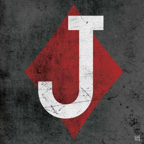 Jack of Diamonds Gray White Modern Wood Framed Art Print with Double Matting by Perrenoud, Aubree