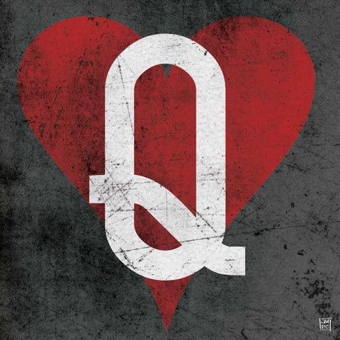 Queen of Hearts Gray Black Modern Wood Framed Art Print with Double Matting by Perrenoud, Aubree