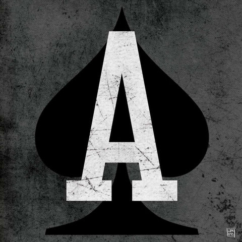 Ace of Spades Gray Black Modern Wood Framed Art Print with Double Matting by Perrenoud, Aubree