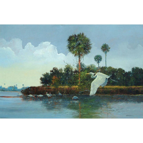 Flying Low Black Modern Wood Framed Art Print by Bansemer, Roger