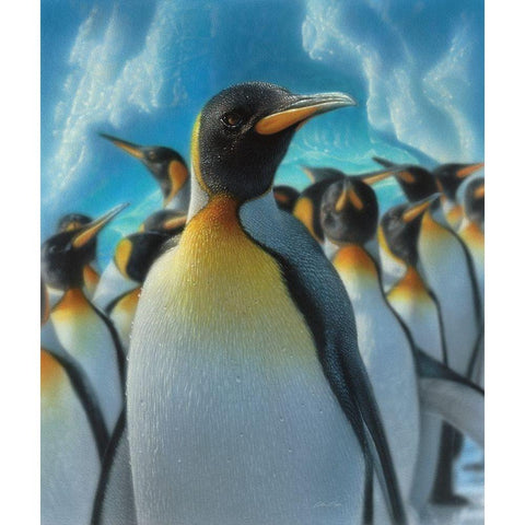 Penguin Paradise Black Modern Wood Framed Art Print by Bogle, Collin