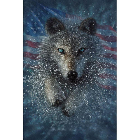 American Wolf Gold Ornate Wood Framed Art Print with Double Matting by Bogle, Collin