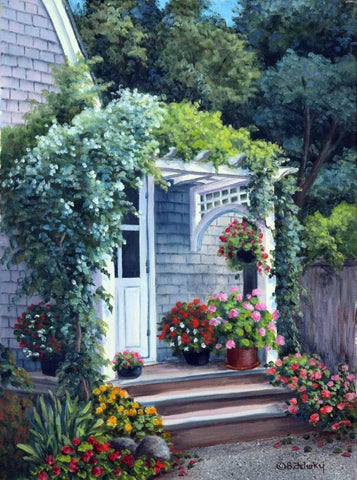 Gray House Arbor White Modern Wood Framed Art Print with Double Matting by Felisky, Barbara