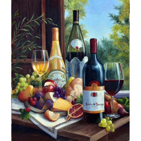 Still Life with Wines Gold Ornate Wood Framed Art Print with Double Matting by Felisky, Barbara