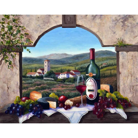 A Tuscany Vista Gold Ornate Wood Framed Art Print with Double Matting by Felisky, Barbara