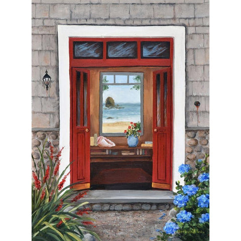 Beach House Entry White Modern Wood Framed Art Print by Felisky, Barbara