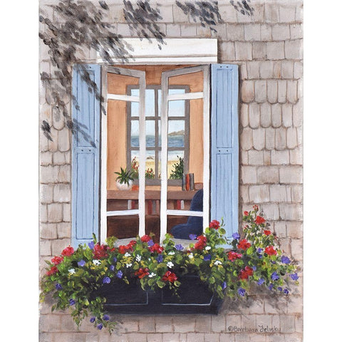 Beach House Window White Modern Wood Framed Art Print by Felisky, Barbara