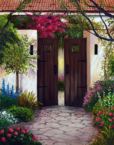 Spanish Gates White Modern Wood Framed Art Print with Double Matting by Felisky, Barbara