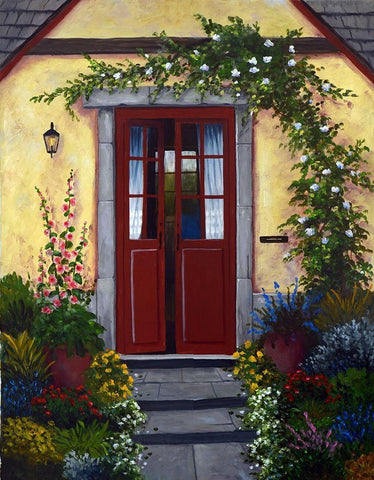 Welcoming Doors White Modern Wood Framed Art Print with Double Matting by Felisky, Barbara